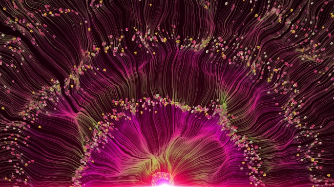 8K宽屏粒子放射花朵发散活动开场节目背景