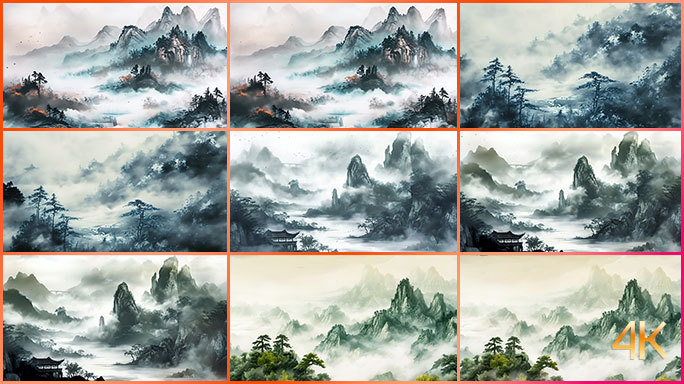 国风水墨风景画 国画山水大气磅礴中国文化