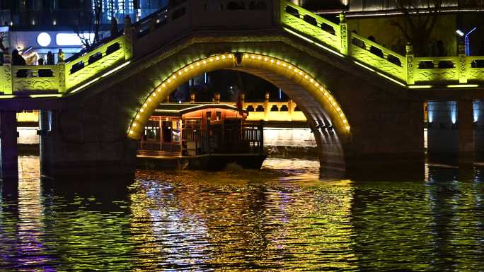 古城游船夜景开封水系清园七盛角码头夜景