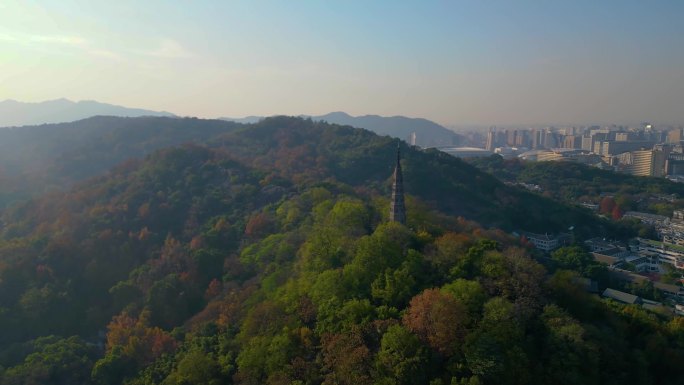 杭州西湖宝石山保俶塔航拍