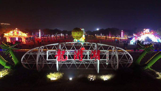 如皋龙游湖夜景