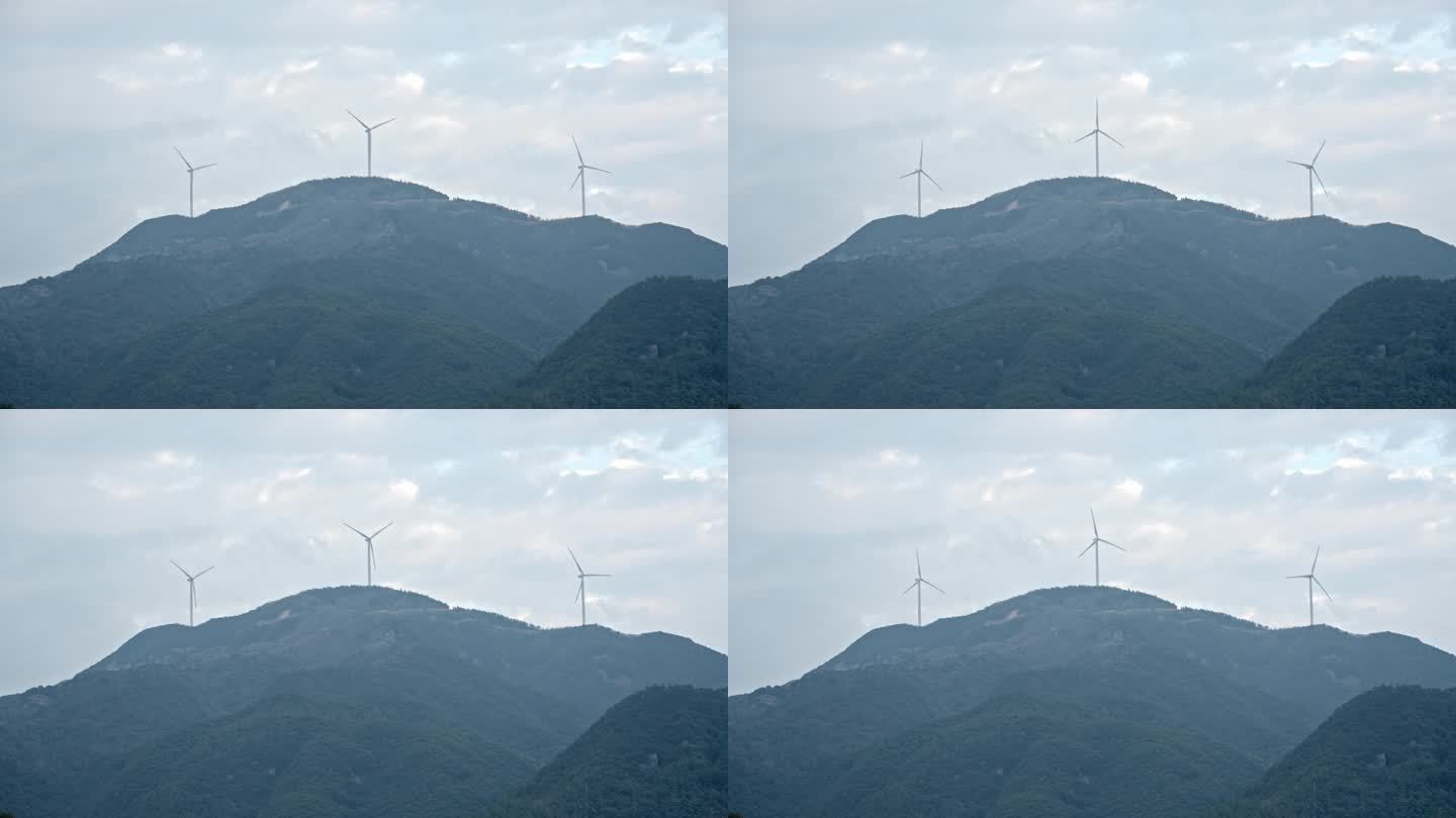 风车风力发电机高山大山天空白云