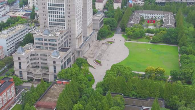 上海市复旦大学邯郸校区航拍校园风景风光素