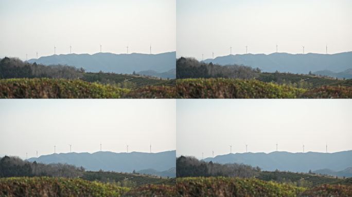 风车风力发电机高山大山天空白云