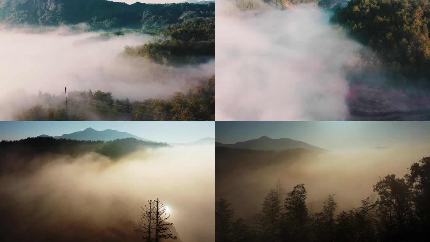 山峦叠嶂云雾缭绕 烟雾群山 群山 日出
