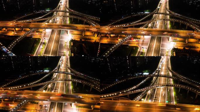 城市立交桥车辆车流夜景延时摄影9