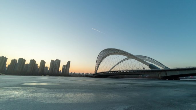 山西太原南中环桥日转夜风光延时摄影