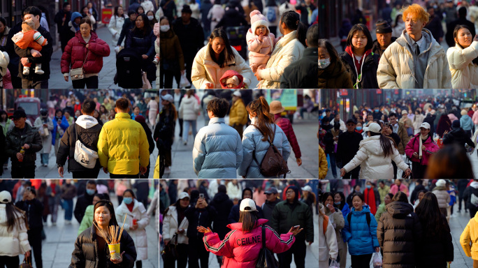 襄阳旅游荆州街步行街行人街景人流游客