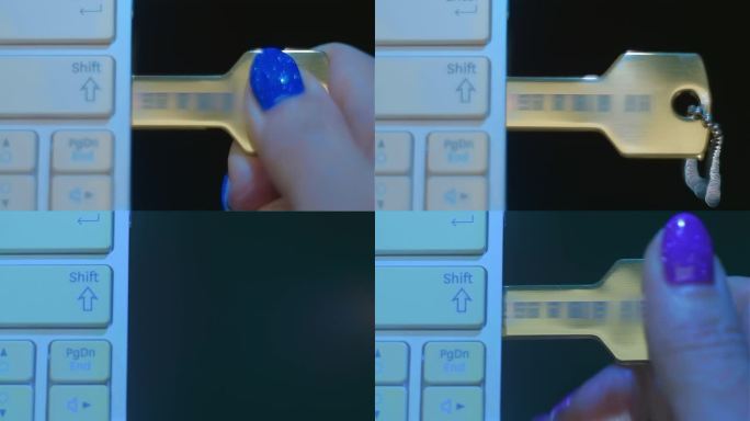 一位女士的手将一个电脑闪存盘插入USB接口