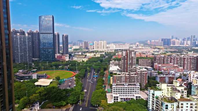 深圳城市建筑与马路车辆实景航拍