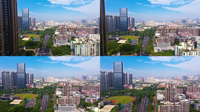 深圳城市建筑与马路车辆实景航拍