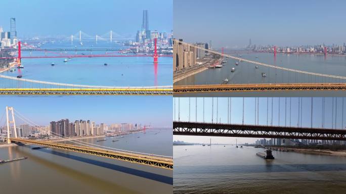 武汉五桥同框航拍4K