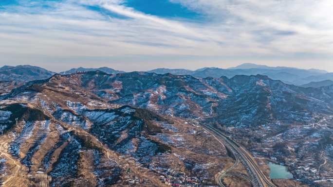 济南南部山区雪后航拍延时