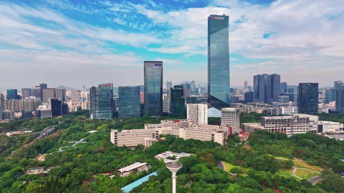 广东深圳南山区汉京金融中心航拍城市