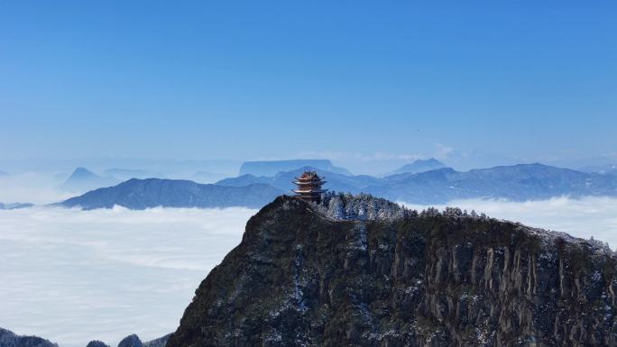 航拍峨眉山万佛殿素材