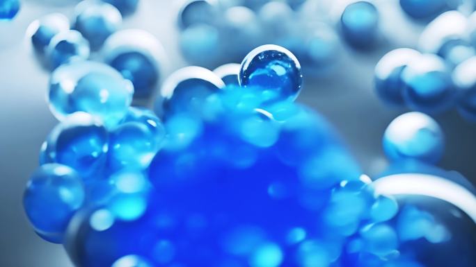 显微镜下的各种蓝色分子结构医疗美容