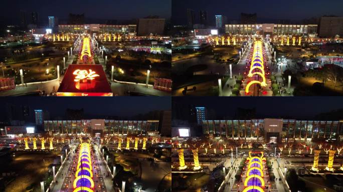 山西运城南风广场春节灯会夜景