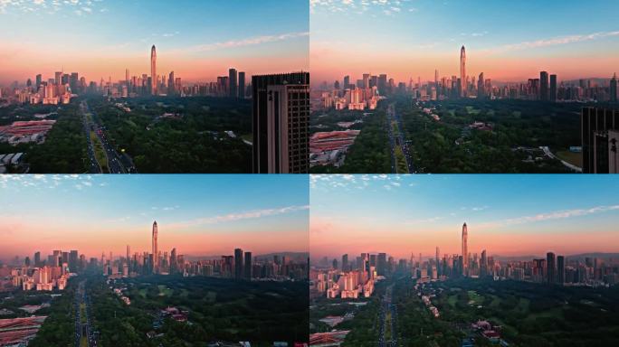 深圳平安中心城市建筑马路风景航拍