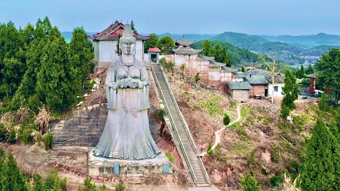 嫘祖故里绵阳盐亭丝源山雕像寺庙传统文化