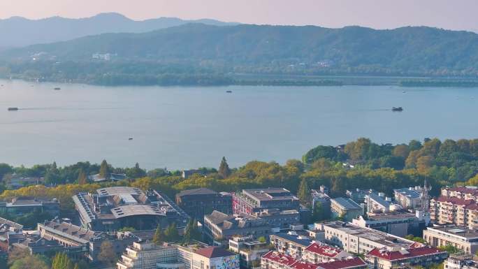 浙江杭州西湖景区美景航拍旅游大自然风景风