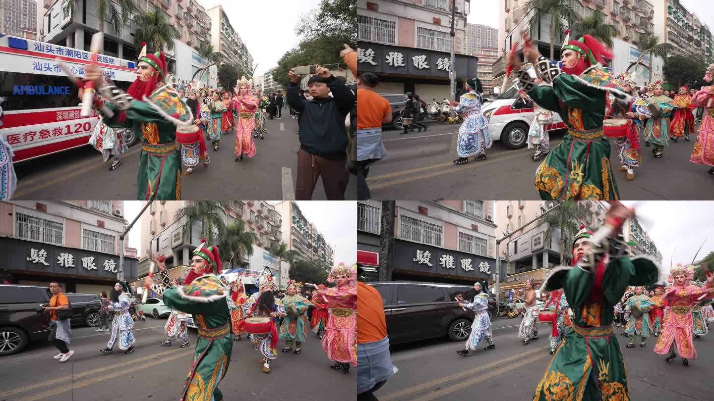 广东潮汕英歌队友在巡游