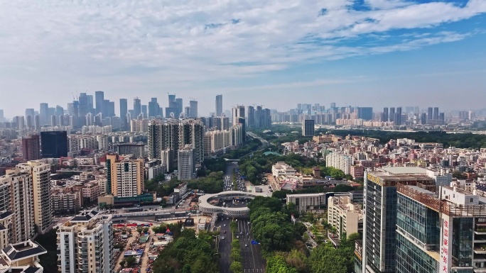 深圳南山区春花天桥城市风景航拍