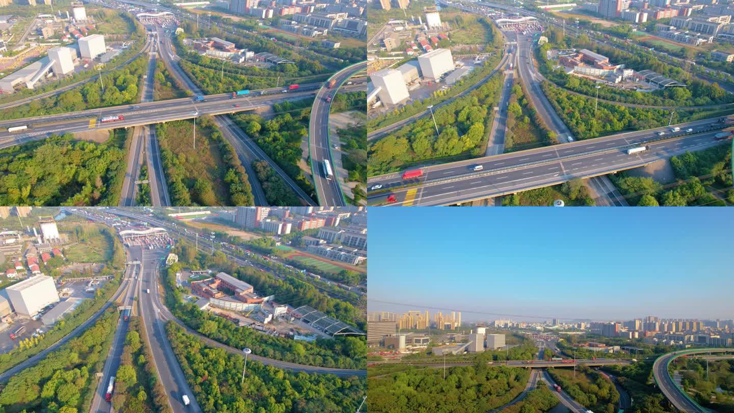 杭州钱塘新区下沙立交桥城市风景航拍