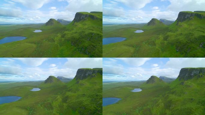 航拍:美丽的奎林风景，参差不齐的山峰和蓝色的湖泊