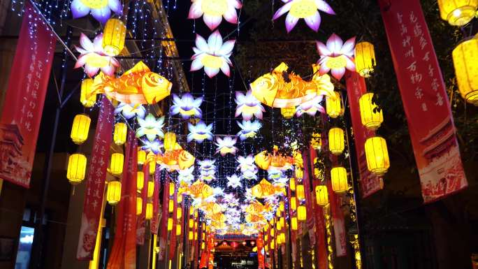 台儿庄花灯 古城夜景