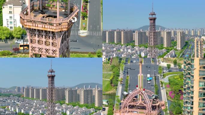 杭州城市临平区小埃菲尔铁塔巴黎铁塔高楼大