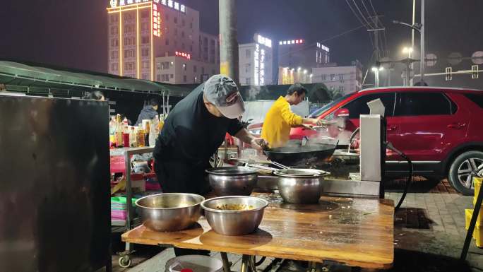 地摊经济炒菜厨师大排档夜市宵夜烟火气息