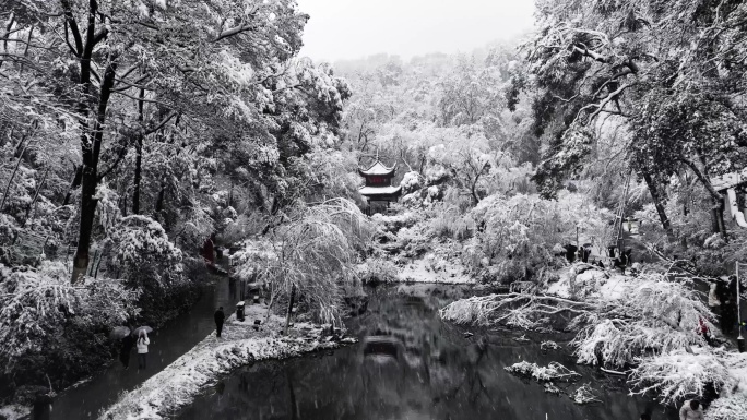 长沙爱晚亭雪景岳麓山雪景