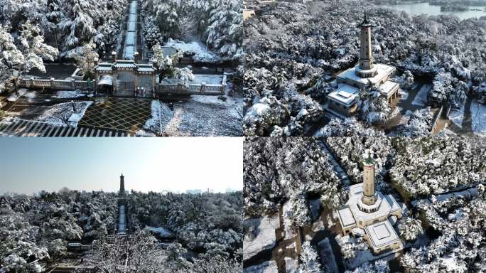 长沙士公园纪念碑雪景