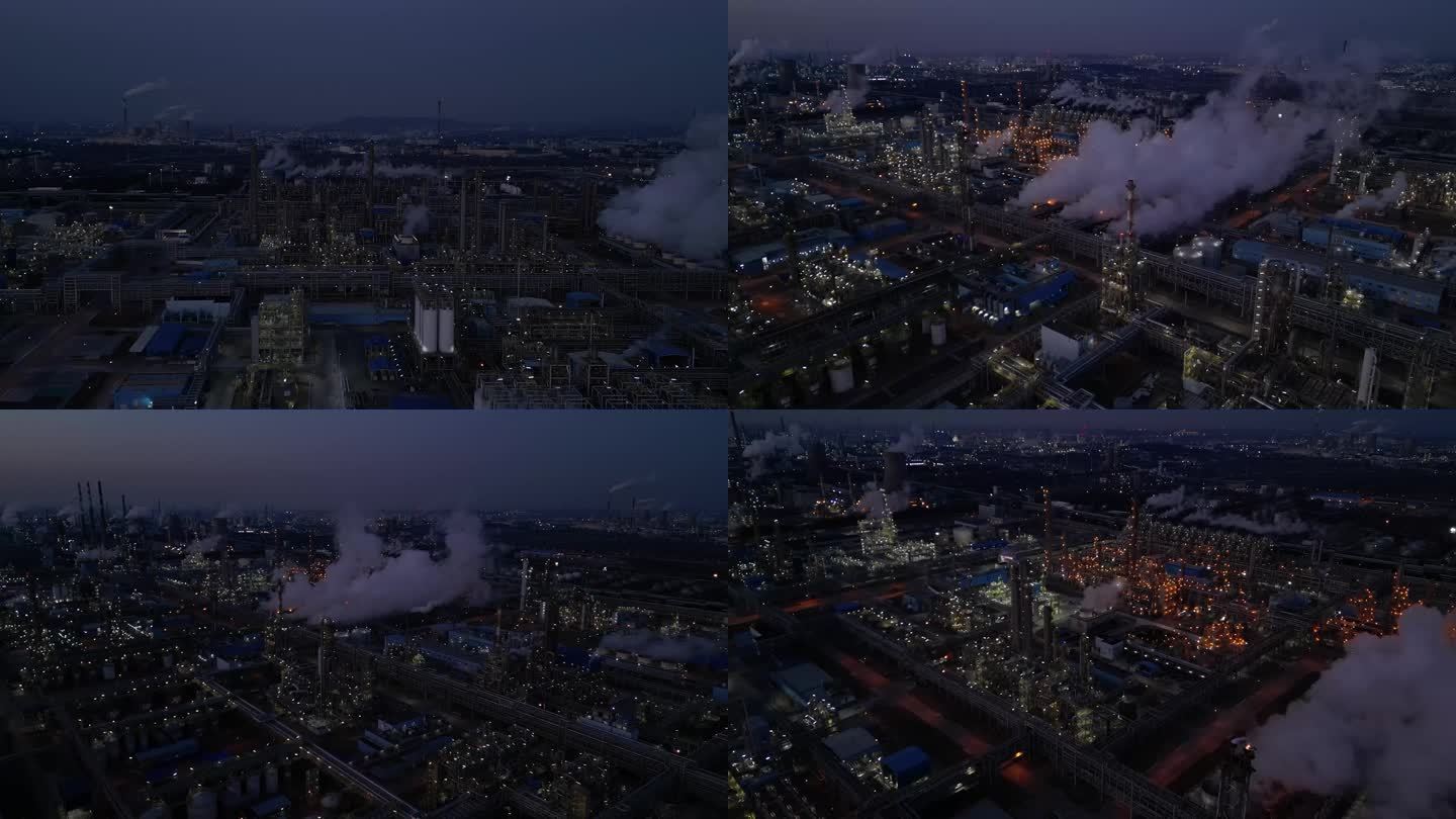南京扬子石化工业园夜景航拍