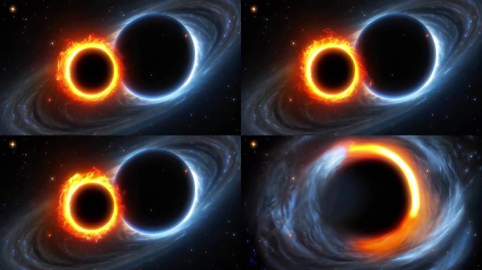 4K银河太空宇宙黑洞吸收质量爆炸融合