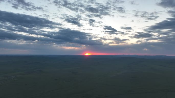 内蒙古自然风景天空云彩一抹晚霞