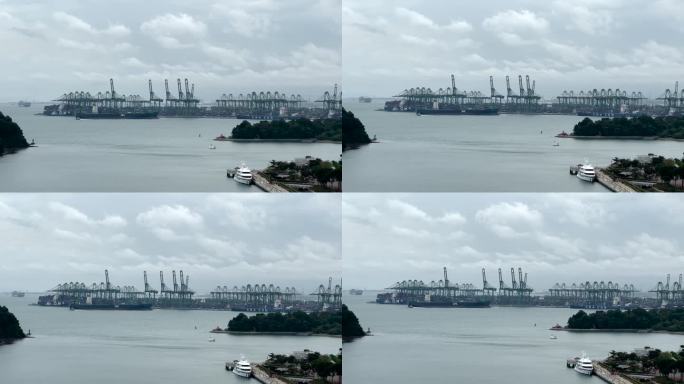 新加坡吉宝港及船坞景观。缆车观景