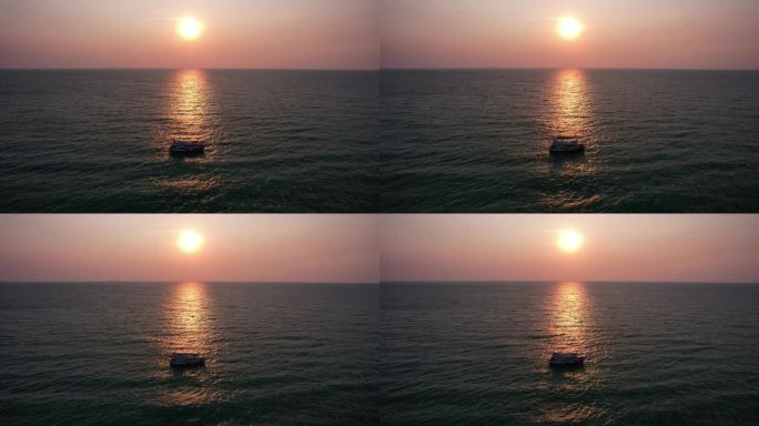 日出日落下的海洋船航拍3