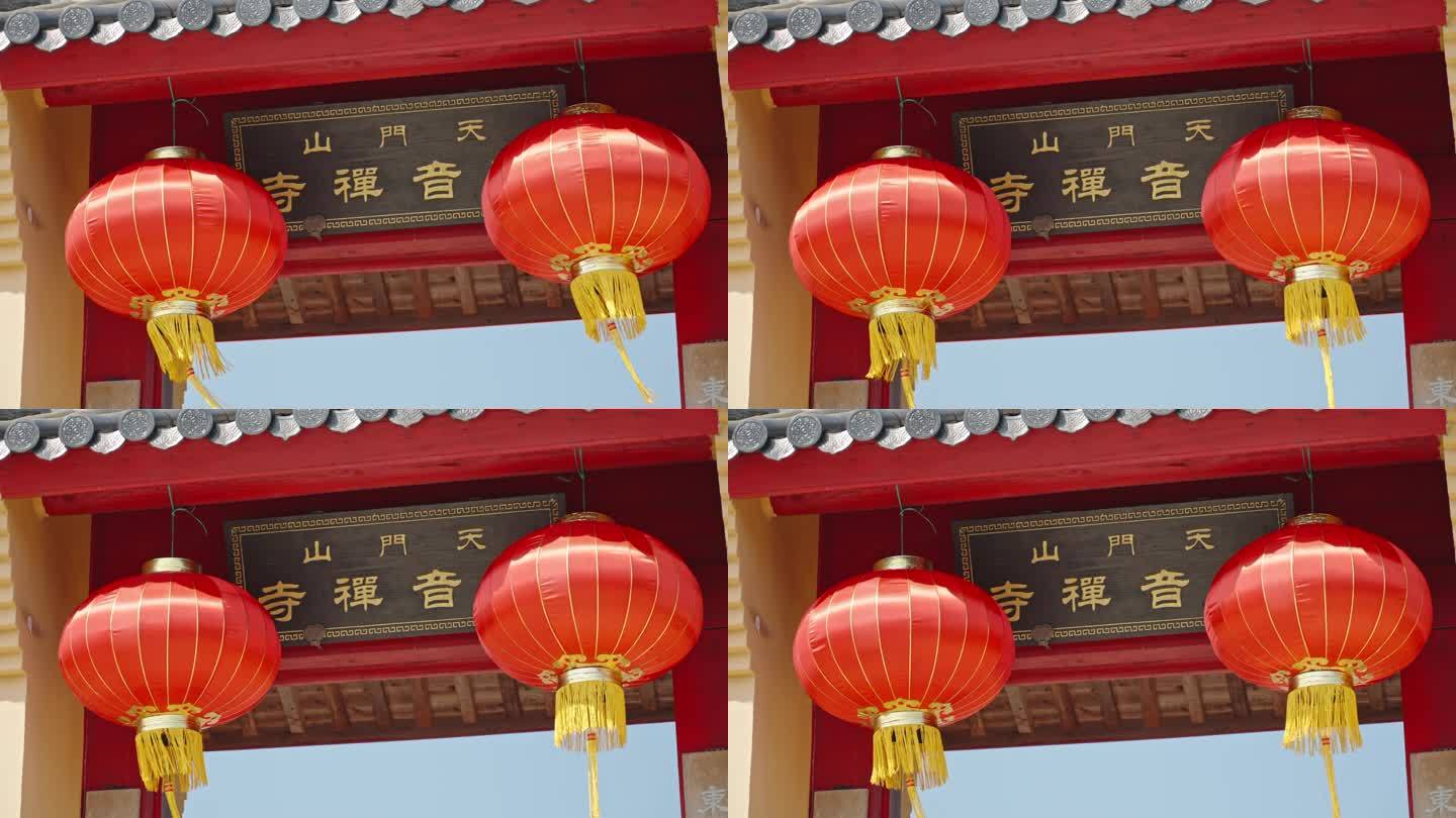 寺庙灯笼红灯笼过年春节新年氛围