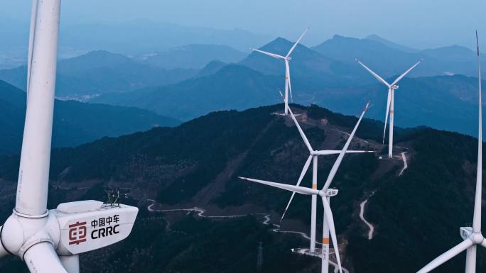 风车 风力 发电 航拍 风景-(近)