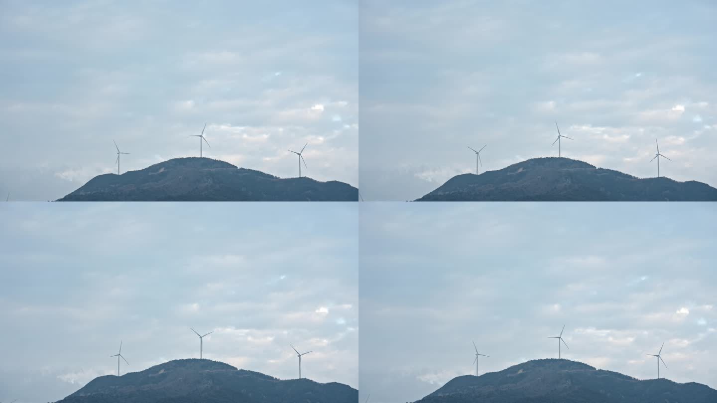 风车风力发电机高山大山天空白云