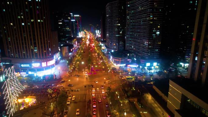 城市夜晚马路车流夜景视频素材