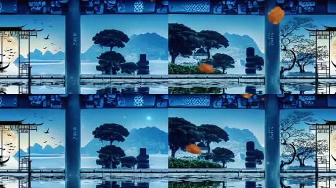 落叶中式建筑视频素材中式亭子背景