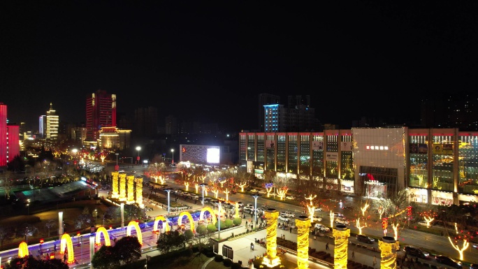 山西运城南风广场春节灯会夜景