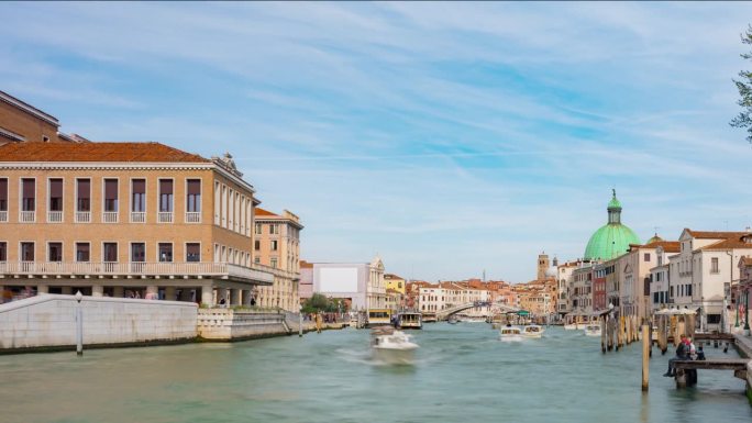 延时拍摄，欧洲意大利威尼斯大运河的景色。世界上的二线城市。
