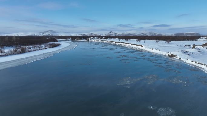 海拉尔河自然风景冰凌雪景