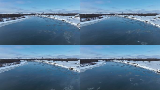 海拉尔河自然风景冰凌雪景