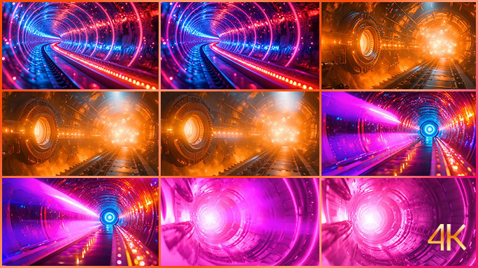 霓虹美丽未来隧道 时空隧道 地铁隧道迷宫