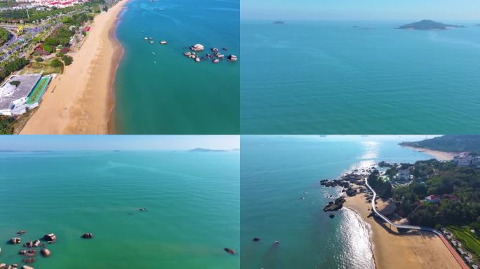 东海大海海边海水海浪沙滩海滩航拍风景唯美