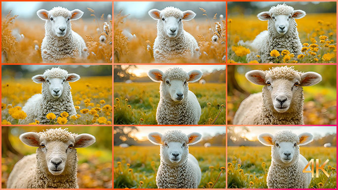 唯美的小绵羊 可爱动物 纯天然绿色牧场